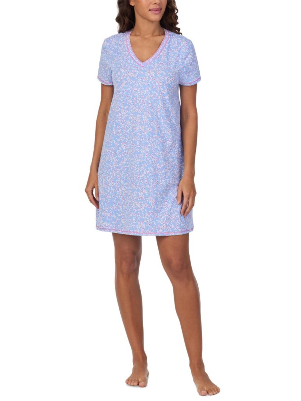 Cuddl Duds Women's Printed Short-Sleeve Sleepshirt - Periwinkle Print